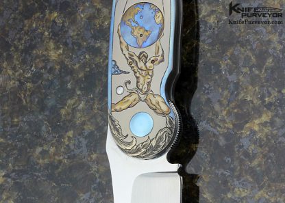 Michael Walker Custom Knife Patricia Walker Engraved "EARTH" Button Lock - Image 2