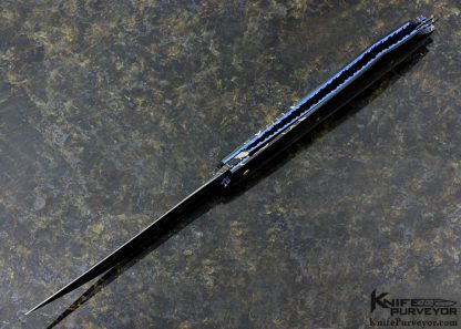 Stan Wilson Custom Knife Blued Robert Eggerling Damascus & Black Lip Tahitian Pearl Shell "Mantis" Linerlock - Image 5