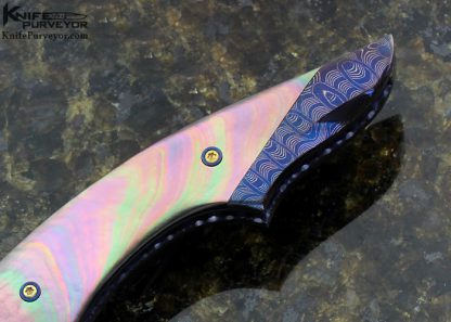 Stan Wilson Custom Knives Blued Damascus & Black Lip Tahitian Pearl Shell "Small Advisor" Linerlock - Image 3