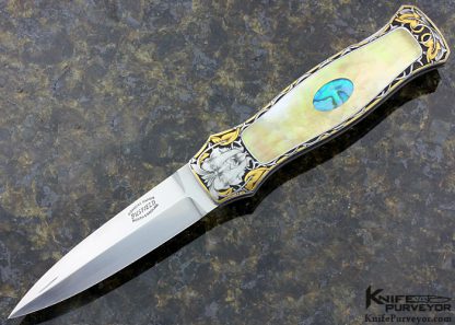Jack Busfield Custom Knife Goldlip Pearl Lockback Engraved By Dan Wilkerson