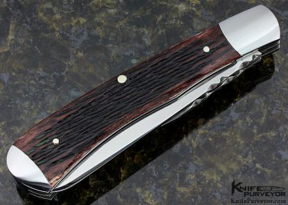Bill Ruple Custom Knife 2 Blade Jigged Bone Trapper - Image 3