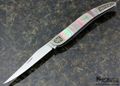 Rick Nowland Custom Knife Engraved Blacklip Tahitian Pearl Slip Joint