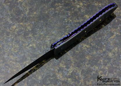 Jim Minnick Custom Knife Piqued Black Lip Pearl And Damascus Liner Lock - Image 6