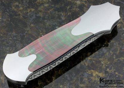 Warren Osborne Custom Knife Black Lip Tahitian Pearl Shell and Damascus Auto Dagger - Image 3
