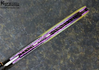 Stephen Olszewski Custom Knife Robert Eggerling Mosaic & Fluted South Sea Gold Lip Pearl Shell Linerlock - Image 8