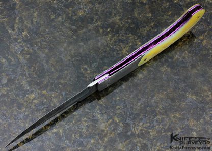 Stephen Olszewski Custom Knife Robert Eggerling Mosaic & Fluted South Sea Gold Lip Pearl Shell Linerlock - Image 7