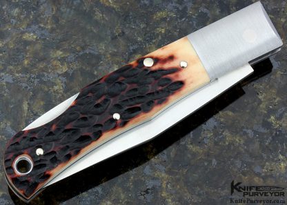 Jess Horn Custom Knife #006 Jigged Bone Baby Clip Lockback - Image 5