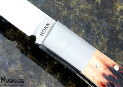 Jess Horn Custom Knife #006 Jigged Bone Baby Clip Lockback - Image 2