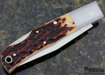 Jess Horn Custom Knife #010 Jigged Bone Baby Clip Lockback - Image 7