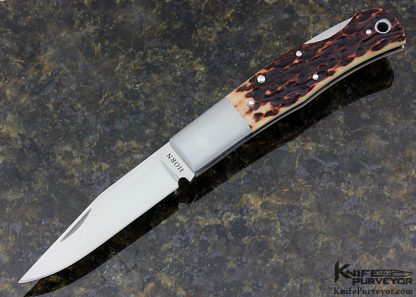 Jess Horn Custom Knife #010 Jigged Bone Baby Clip Lockback