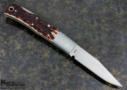 Jess Horn Custom Knife #008 Jigged Bone Baby Clip Lockback - Image 3