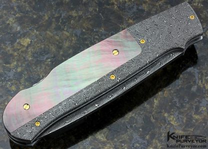 W.D. Pease Custom Knife Jerry Rados "Turkish Twist" Damascus & Black Lip Tahitian Pearl Shell Lockback - Image 4