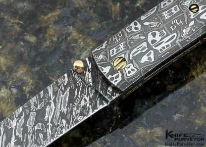 Don Hanson Custom Knife Damascus & Black Lip Pearl Shell Linerlock - Image 2