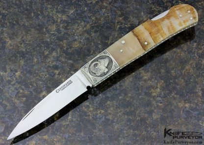 Frank Centofante Custom Knife Engraved by George Sherwood Sheep Horn Lockback 11927