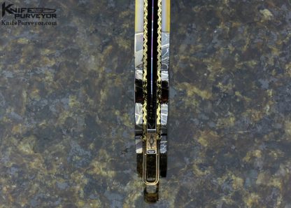 Jerry Corbit Custom Knife Robert Eggerling Mosaic Damascus Piqued Mother of Pearl Linerlock Dagger - Image 7