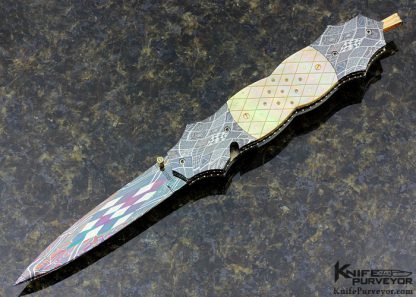 Jerry Corbit Custom Knife Robert Eggerling Mosaic Damascus Piqued Mother of Pearl Linerlock Dagger