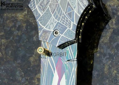 Jerry Corbit Custom Knife Robert Eggerling Mosaic Damascus Piqued Mother of Pearl Linerlock Dagger - Image 2