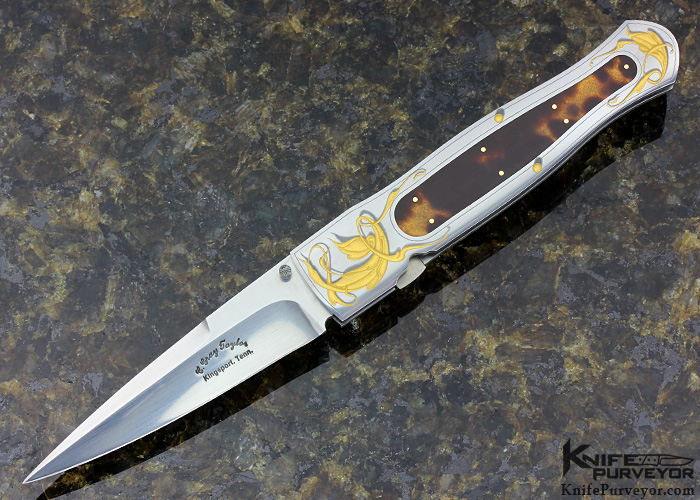 C.Gray Taylor Custom Knife Engraved by Mitch Moschetti Exotic Material Linerlock