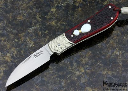 Shigeru Tozaki Custom Knife Jigged Bone with Mother of Pearl & 18Kt. Gold "Hyotan" inlay