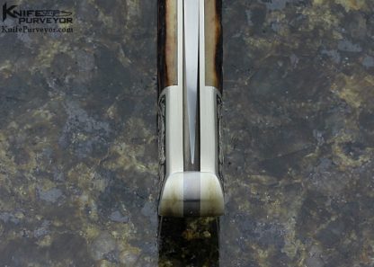 Shigeru Tozaki Custom Knife Sole Authorship Engraved Sterling Silver & Remington Jigged Bone Slip Joint - Image 6