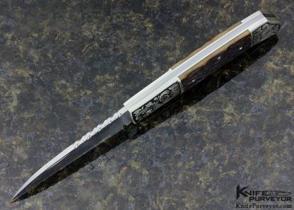 Shigeru Tozaki Custom Knife Sole Authorship Engraved Sterling Silver & Remington Jigged Bone Slip Joint - Image 4