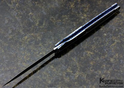Larry Newton Custom Knife Stippled & Fluted Black Lip Tahitian Pearl and Damascus Auto Dagger - Image 5