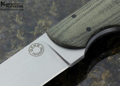 Gene Ingram Custom Knife Camp Knife with Green Canvas Micarta & Black Micarta Pins - Image 2