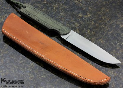Gene Ingram Custom Knife Camp Knife with Green Canvas Micarta & Black Micarta Pins - Image 3