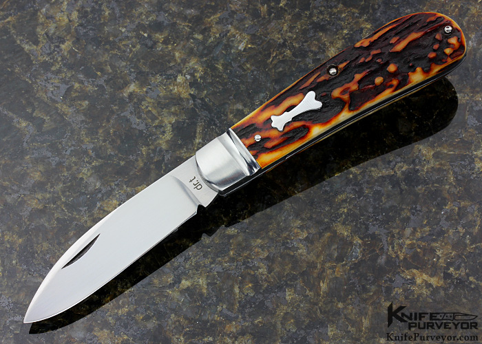 David Taber Custom Knife Amber Stag Zulu Spear Slip Joint Knife Purveyor