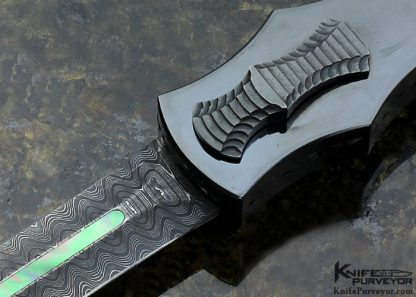 Paul Panak Custom Knife OTF Damascus with Triple Black Lip Tahitian Pearl Shell Inlays Razor - Image 2