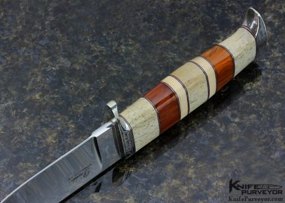 D'Alton Holder Custom Knife Engraved "My Knife" 'Farmington NM' mark with Mammoth, Red & German Amber, and Oosic Drop Point Hunter - Image 6