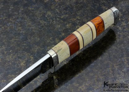 D'Alton Holder Custom Knife Engraved "My Knife" 'Farmington NM' mark with Mammoth, Red & German Amber, and Oosic Drop Point Hunter - Image 5