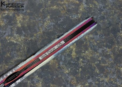 Rick Eaton Custom Knife "Puzzle Piece" Mammoth & Mosaic Damascus Linerlock - Image 5