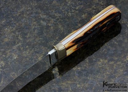 S.R. Johnson Custom Knife Amber Stag & Mokume Green River Skinner - Image 5