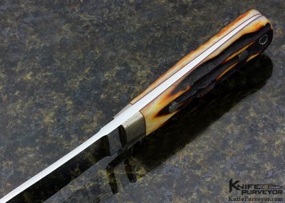 S.R. Johnson Custom Knife Amber Stag & Mokume Green River Skinner - Image 4