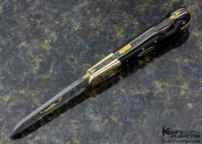 H.H. Frank Custom Knife 14Kt Gold and Buffalo Horn AKI 2009 with Gold Toothpick & Tweezers - Image 5