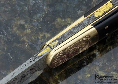 H.H. Frank Custom Knife 14Kt Gold and Buffalo Horn AKI 2009 with Gold Toothpick & Tweezers - Image 6