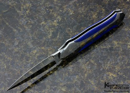 Scott Sawby Custom Knife 14Kt Gold & Lapis "Egret" Button Lock Dagger - Image 6