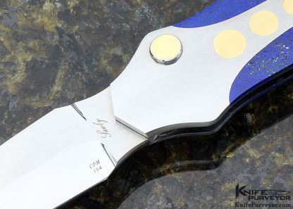 Scott Sawby Custom Knife 14Kt Gold & Lapis "Egret" Button Lock Dagger - Image 2