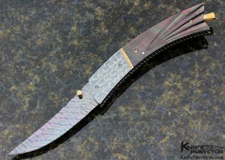 Vernie Reed Custom Knife Black Lip Tahitian Pearl with Gem Stones Persian Linerlock 12019