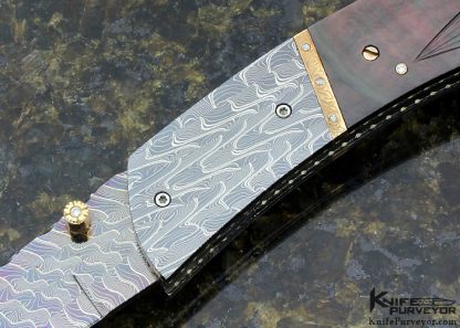 Vernie Reed Custom Knife Black Lip Tahitian Pearl with Gem Stones Persian Linerlock 12019