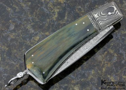 Jim Schmidt Custom Knife Sole Authorship Damascus and Mastodon Lockback Signed Schmidt 2/24/92 #150 "Old Tooth" - Image 3