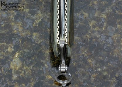 Jim Schmidt Custom Knife Sole Authorship Damascus and Mastodon Lockback Signed Schmidt 2/24/92 #150 "Old Tooth" - Image 7