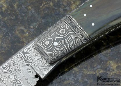 Jim Schmidt Custom Knife Sole Authorship Damascus and Mastodon Lockback Signed Schmidt 2/24/92 #150 "Old Tooth" - Image 2