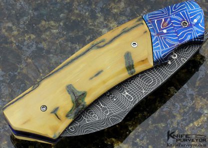 Reese Weiland Custom Knife Blued Mosaic Damascus Linerlock "Hornet" - Image 3