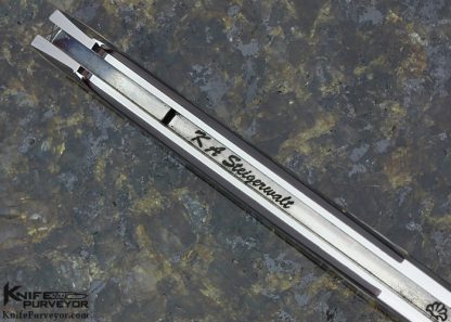 Ken Steigerwalt Custom Knife Damasteel, Pen Shell and 18Kt Gold Lockback Dagger - Image 9