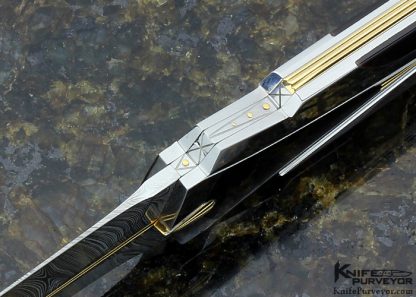 Ken Steigerwalt Custom Knife Damasteel, Pen Shell and 18Kt Gold Lockback Dagger - Image 5
