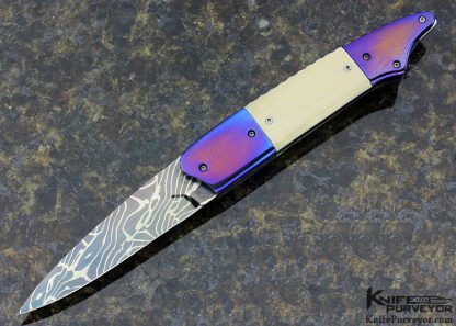 Ivan Van der Merwe Custom Knife Damascus & Titanium Linerlock
