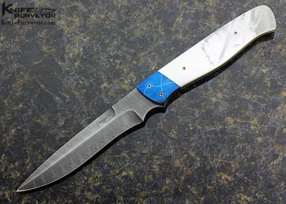 Bob Doggett Custom Knife Mother of Pearl & Damascus Fighter