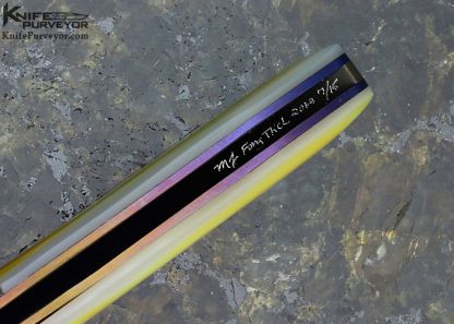 Michael Fong Custom Knife South Sea Goldlip Pearl & Damascus Linerlock - Image 6
